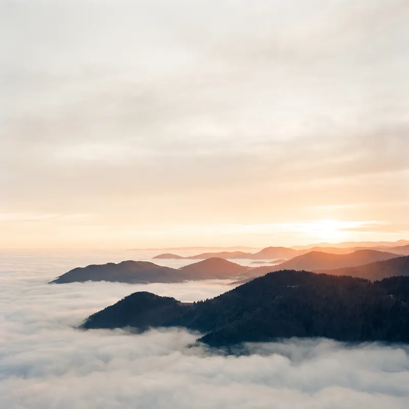Les crêtes du Jura émergent d’une mer de nuages au petit matin.